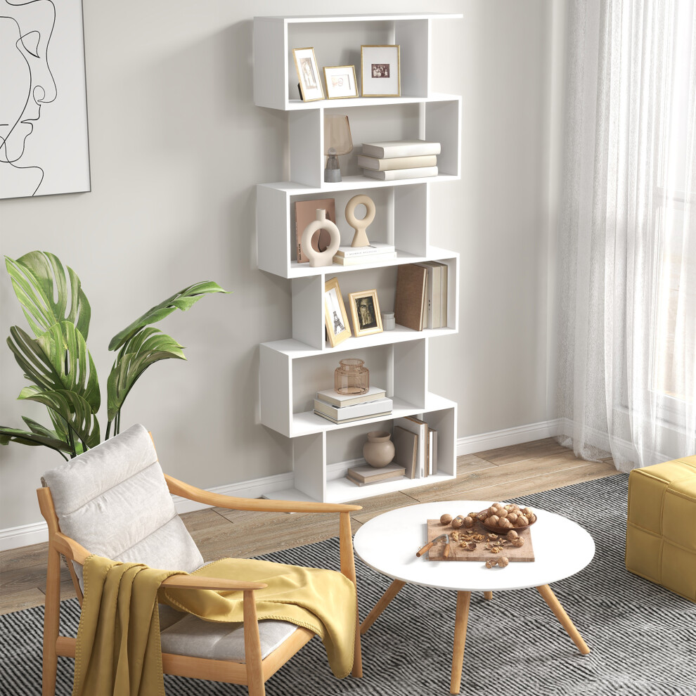 Homcom Unisex White Storage Shelf Modern S-Shape Design Stand Unit Storage Display For Home In Size 6 - Image 3