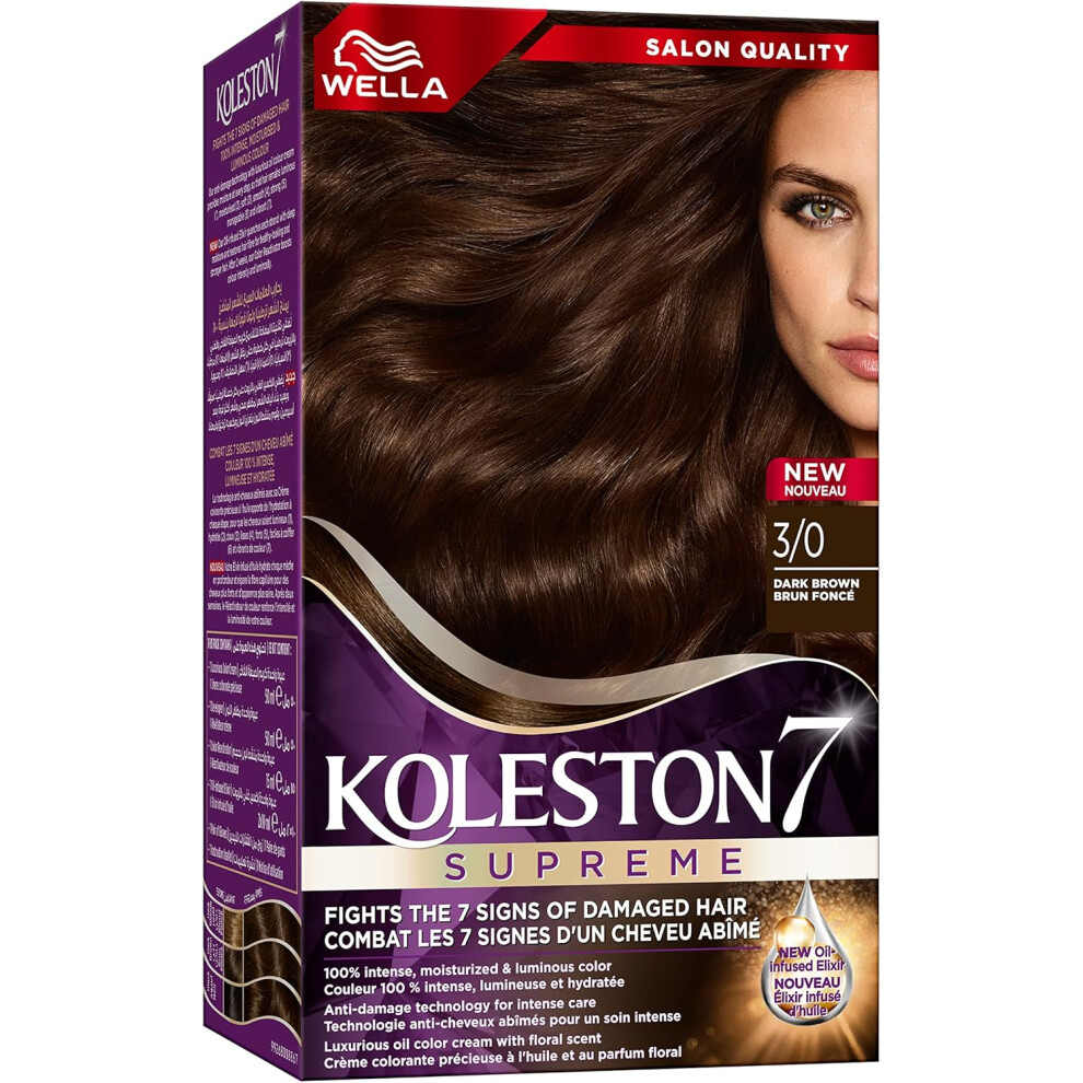 Brown Wella Koleston Supreme Hair Color 3/0 (Dark ) | Nourishing Formula Helps Keep Hair Smooth, Healthy, And Shiny.