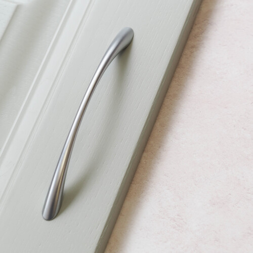 128mm Matt Chrome Bow Cabinet Handle Pull Silver Grey Furniture 1