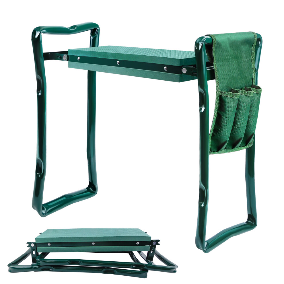 Heavy-Duty Garden Kneeler Seat with Tool Bag EVA Foam Padded Kneeling Stool with Handles for Gardening, Lightweight & Portable