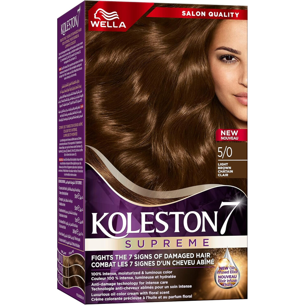 Light/Brown Koleston Supreme Kit 5/0 ( Brown) | Natural, Rich, Long-Lasting Hair Dye For Vibrant Color