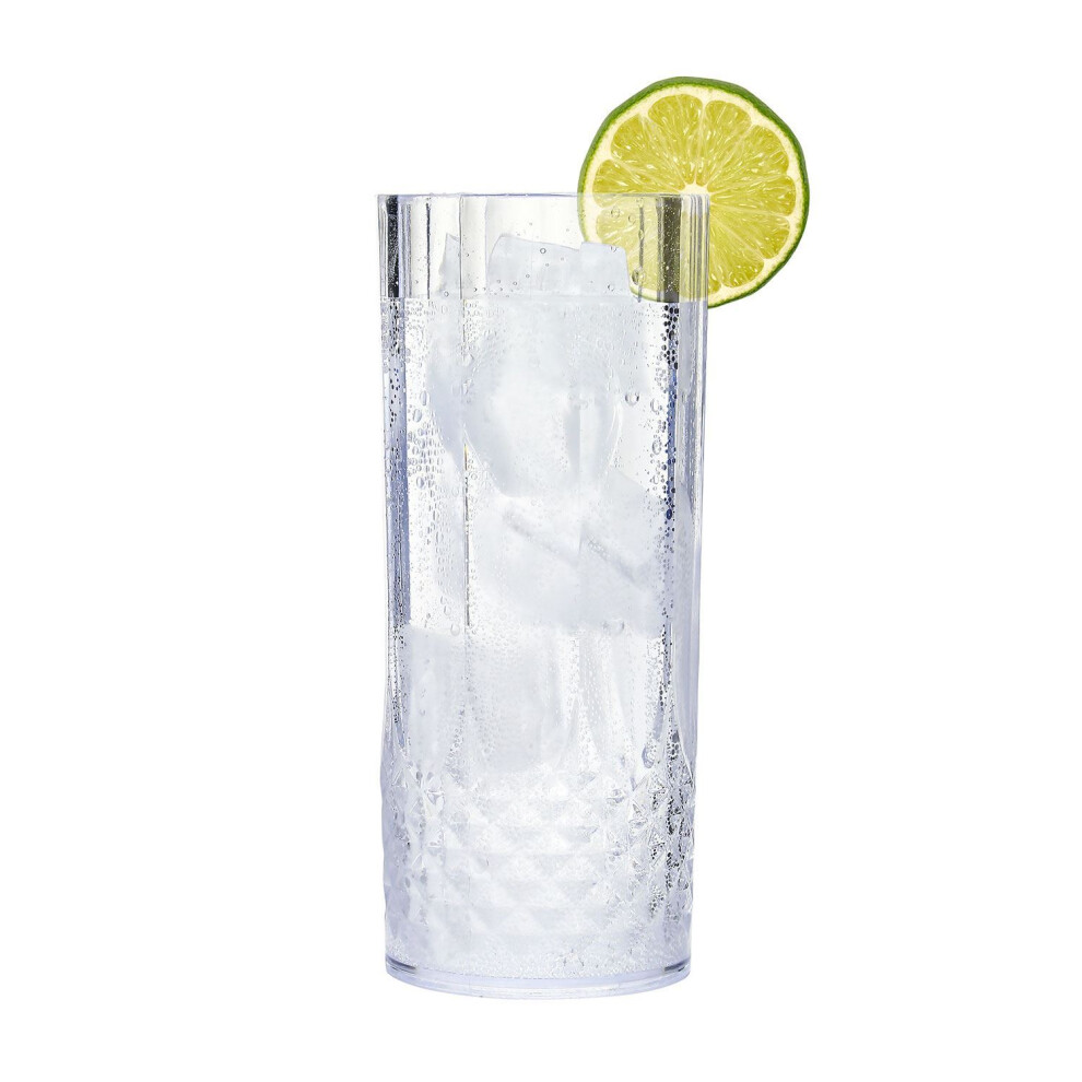 6Pack Clear Crystal Effect Highball Long Drinking Plastic Glasses