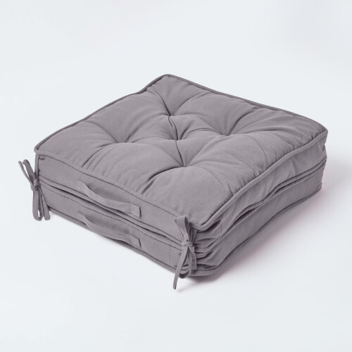 Homescapes (Grey) Cotton Travel Back Support Booster Cushion 2