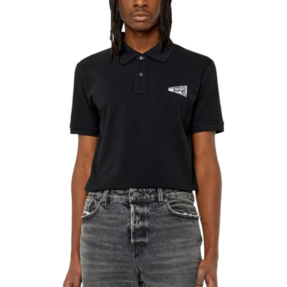 (Black, S) DIESEL T-SMITH-G3 A10632 Mens Polo T Shirts Golf Tee