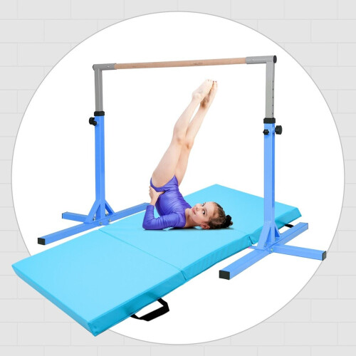 Costway Gymnastics Training Bar Height Adjustable Horizontal Kip Bars For Kids 2