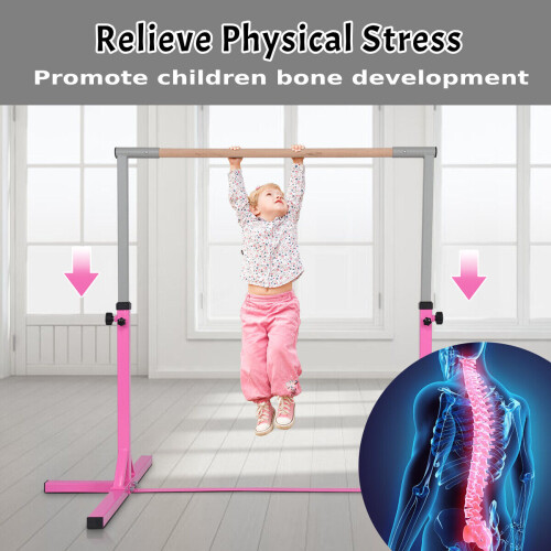 Costway Gymnastics Training Bar Height Adjustable Horizontal Kip Bars For Kids 2