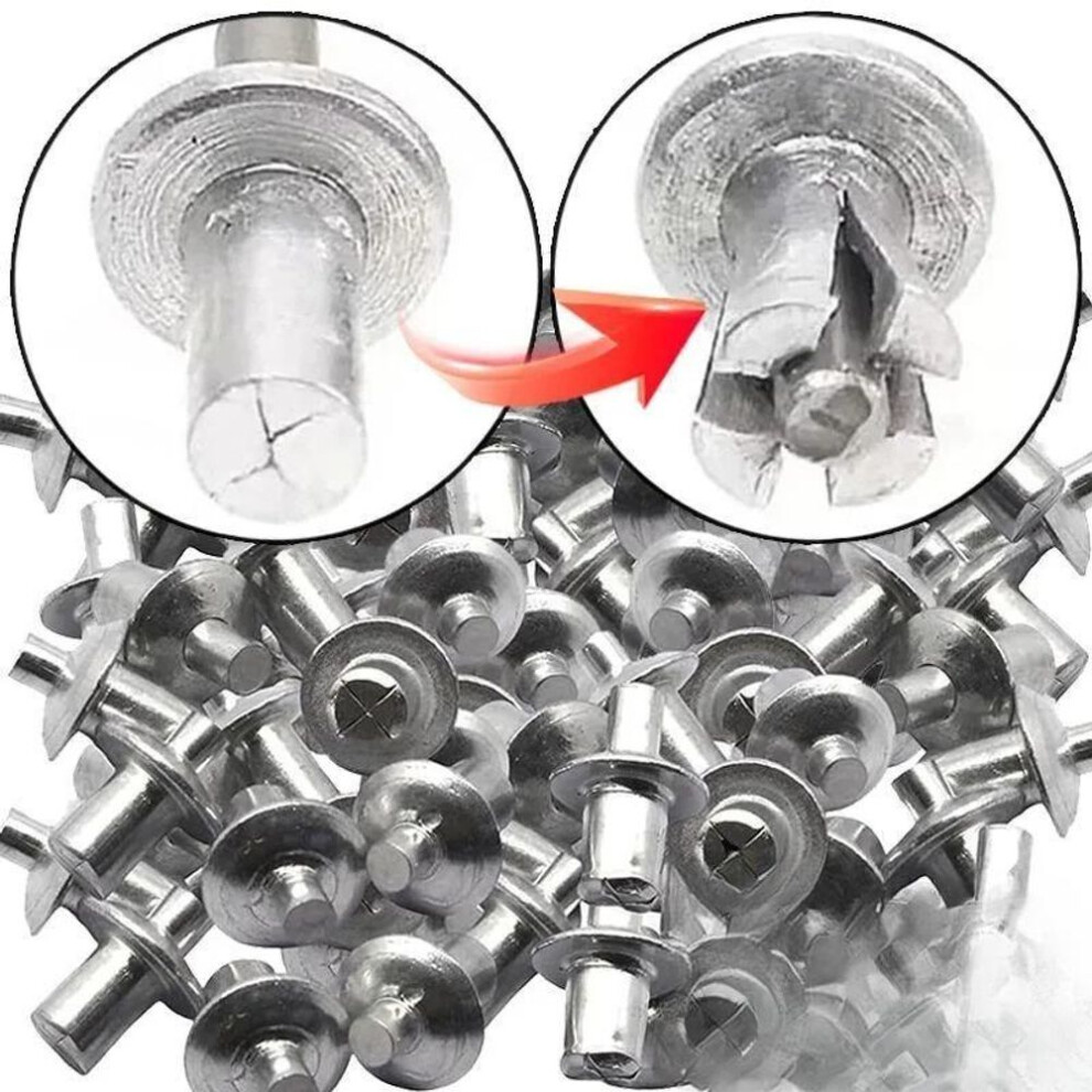 (11mm-200pcs) 200pcs Aluminum Alloy Expansion Rivets Hammer Drive Expansion Nails Head Piercing Rivet Stainless Steel Rod Screws Board Wall Fasteners
