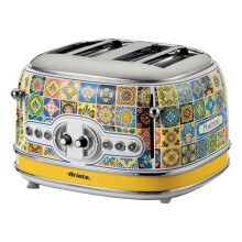 Ariete 561/1 Positano 4 Slice Toaster, Vintage Italian Tile Design, Defrost & 6 Toasting Functions