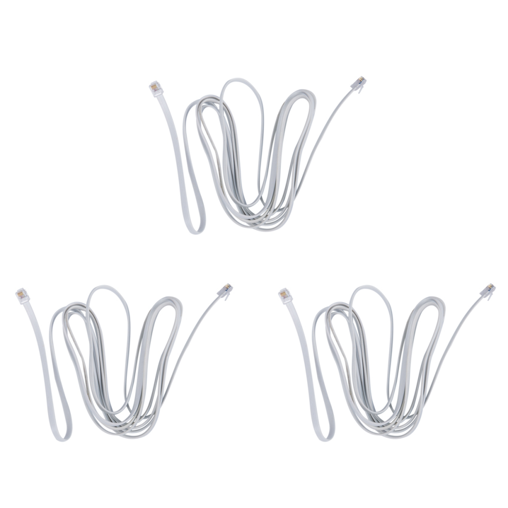 6P6c Rj11 Telephone Extension Fax Modem Cable Line 9.8Ft Length White 4853542385939