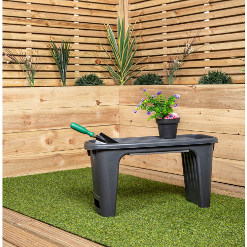 Samuel Alexander 2 in 1 Grey Plastic Garden Kneeler and Stool with Storage Area 1