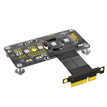 3 em 1 M.2( NGFF) NVME M-Key SSD para Cabo de Extensão PCI-e 4X com Ventilador Resfriamento e LED Descoloração Automática (10cm)