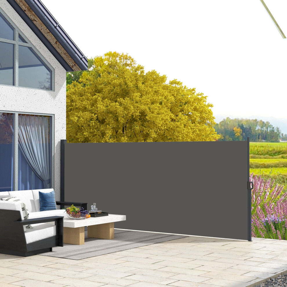 Outsunny Side Awning Retractable, Privacy Screen, 400x180cm, Dark Grey