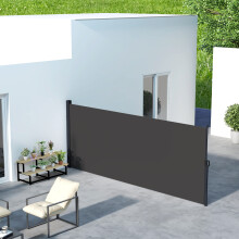 Outsunny Side Awning Retractable, Privacy Screen, 400x180cm, Black