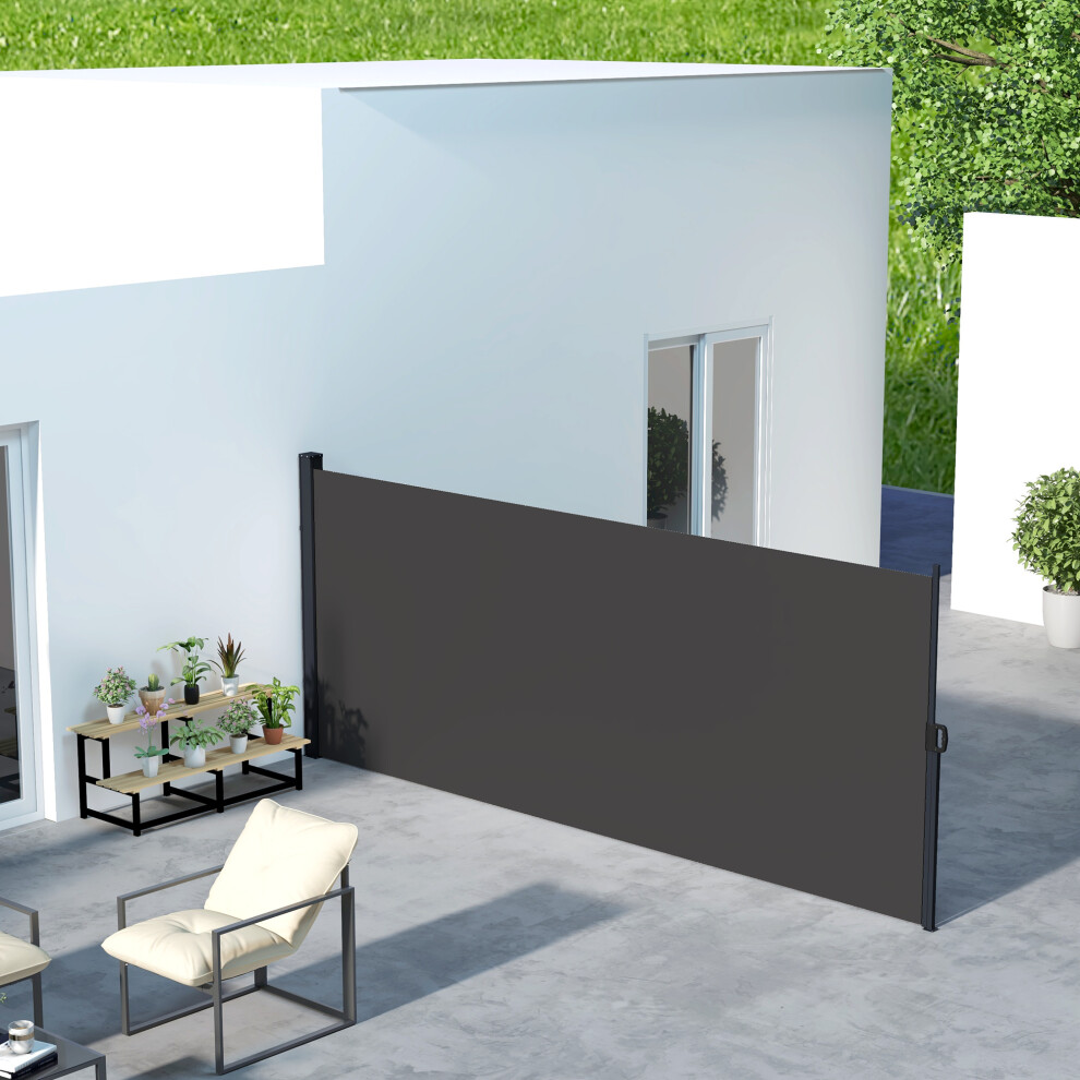 Outsunny Side Awning Retractable, Privacy Screen, 400x180cm, Black
