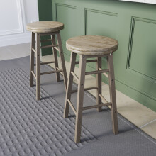 (Pine) Wooden Revolving Swivel Bar Stool Set of 2