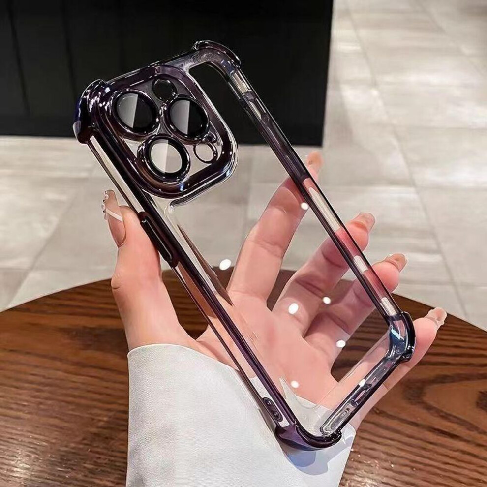 (purple, iPhone XR) For iPhone 16 15 14 13 12 Pro Max Samsung S24 S23 Plus A05 A06 A14 A15 A16 Redmi Note 13 12 Pro Transparent Full Lens Protect Shockproof Phone Case