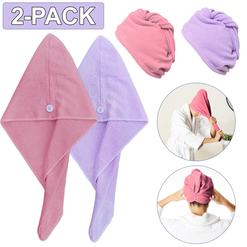 Microfibre Hair Towel Wrap 2Pack Quick Dry Soft Turbie Twist