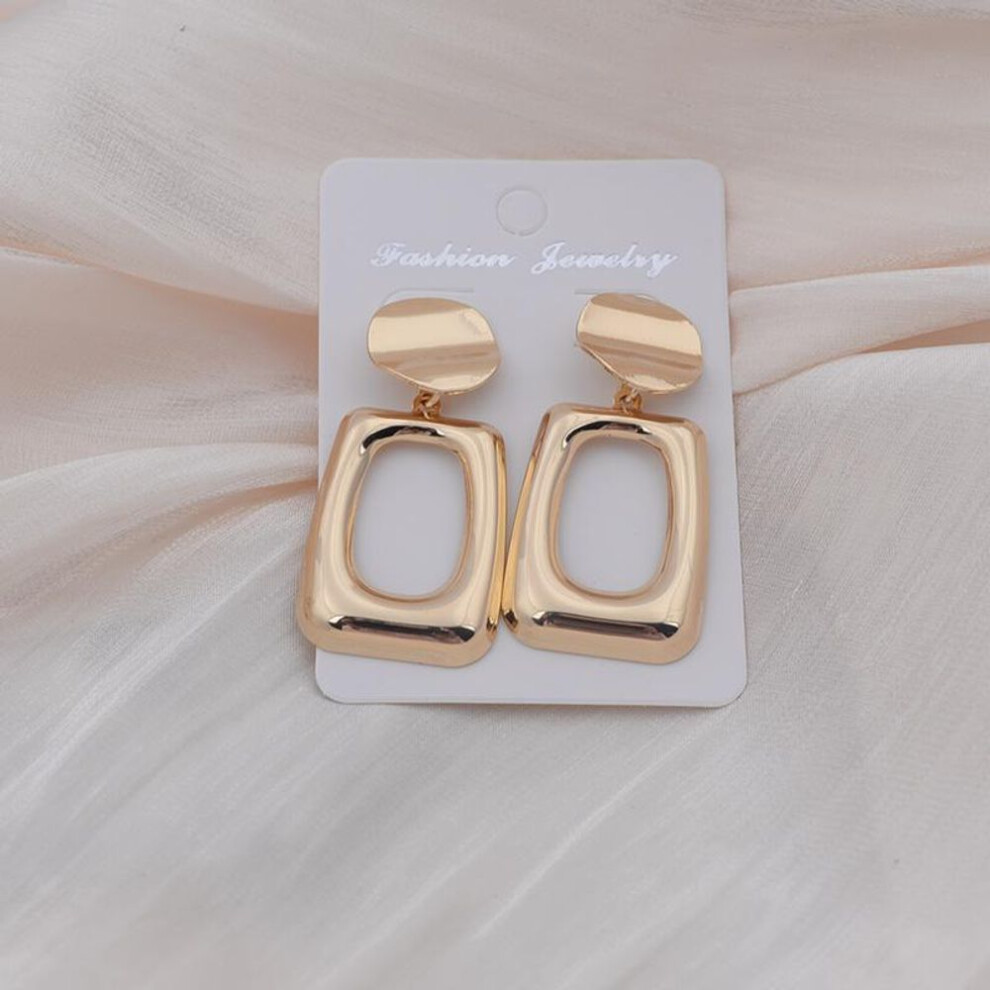 (gold) Simple Statement Square Drop Earrings For Female Gold Silver Fashionable Silver Needle Geometric Earrings Women Popular Ornaments