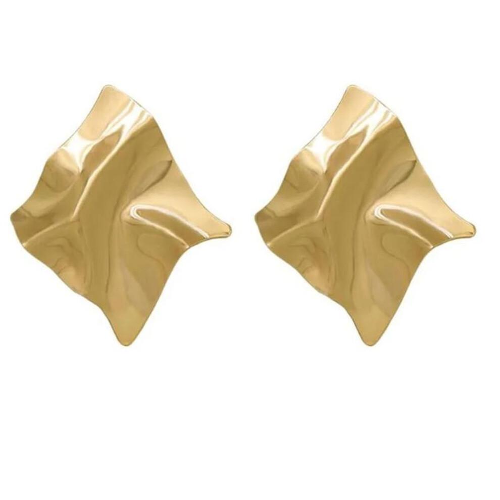 (gold) Exaggerated Gold Square Irregular Zinc Alloy Mirror Large Earrings Women's Punk Earrings Statement Ear Jewelry Gift  For Couple