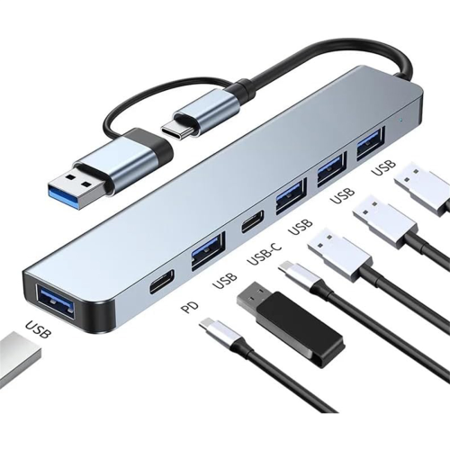USB C Hub Splitter 7 in 1 Extender with 4 Port 2 2