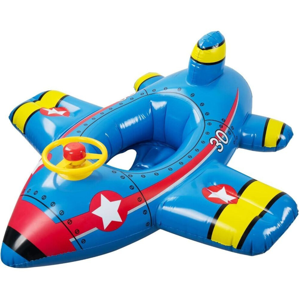 (blue, 100*92*38cm) Swimming Pool Kids Swimming Ring Float, Baby Tarpaulin Swimming Ring With Steering Wheel, Inflatable Portable Summer Outdoor Water Swimming
