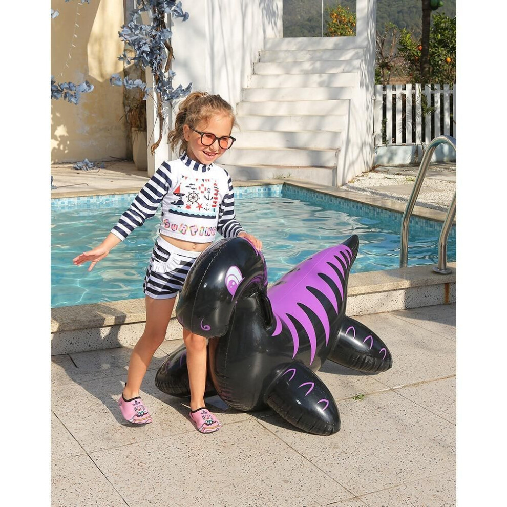 (black, 135*75*80cm) Inflatable Dinosaur Swimming Pool Toys Ride-on Inflatable Swimming Pool Beach Swimmer Summer Water Fun Raft For Kids And Adults