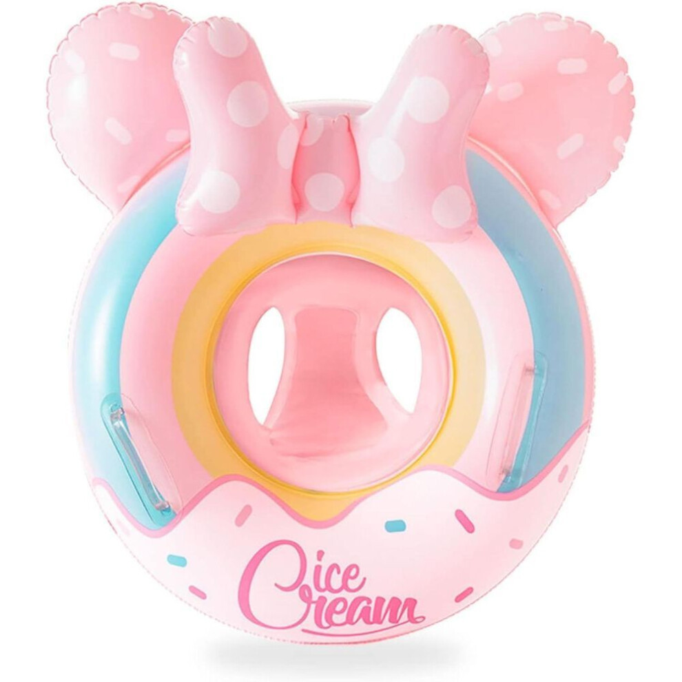 (pink, 60*26cm) Baby Swimming Ring, Pink Swimming Aid Baby, Pvc Swimming Trainer With Swimming Seat Baby And Transparent Handle, Children From 0-48 Months For Pool