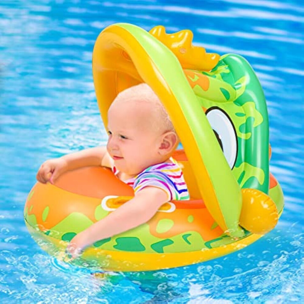 (green, 70*55*70cm) Baby Swimming Ring With Sun Protection, Inflatable Swimming Ring, Removable For Swimming Aid With Swimming Seat, Swimming Hoop Toy From 6 Months