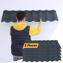 (Graphite) Metal Roof Shingle, Pack of 5 Pcs Covers 2.37m², Graphite Stone Coated Galvanized Zinc Roofing Tile