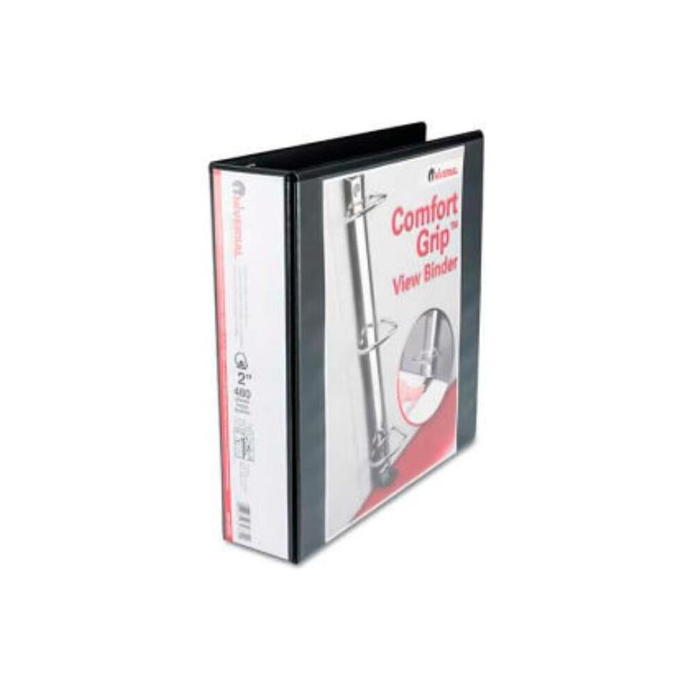 Universal B1428155 One Comfort Grip Deluxe Plus D-Ring View Binder - 2 in. Capacity - 8.5 x 11 in. - Black