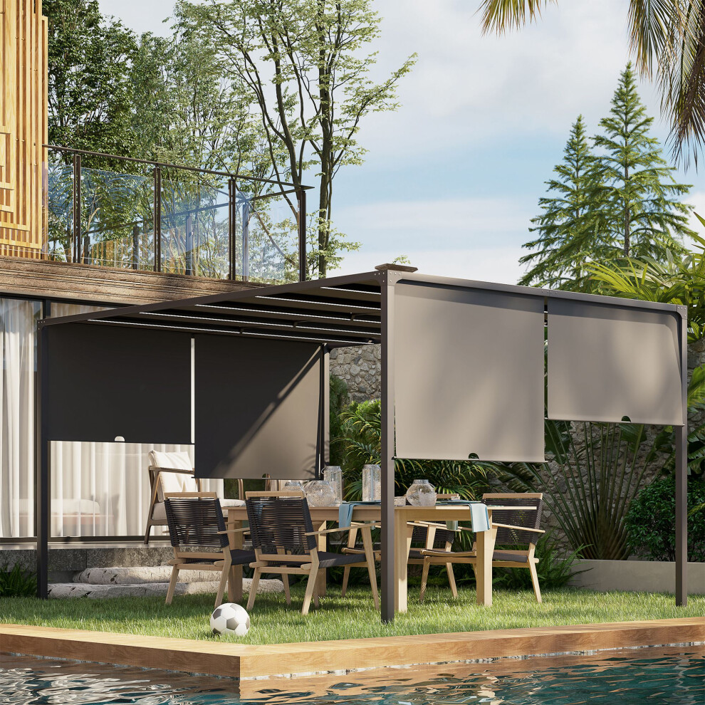 Outsunny 3 x 4m utdoor Garden Pergola with LED Lights Grey
