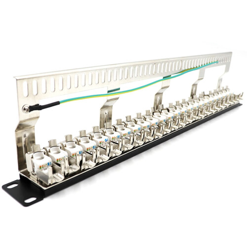 Painel de conexão Cat7 24 portas CAT7/CAT6A 1U 19 polegadas 1