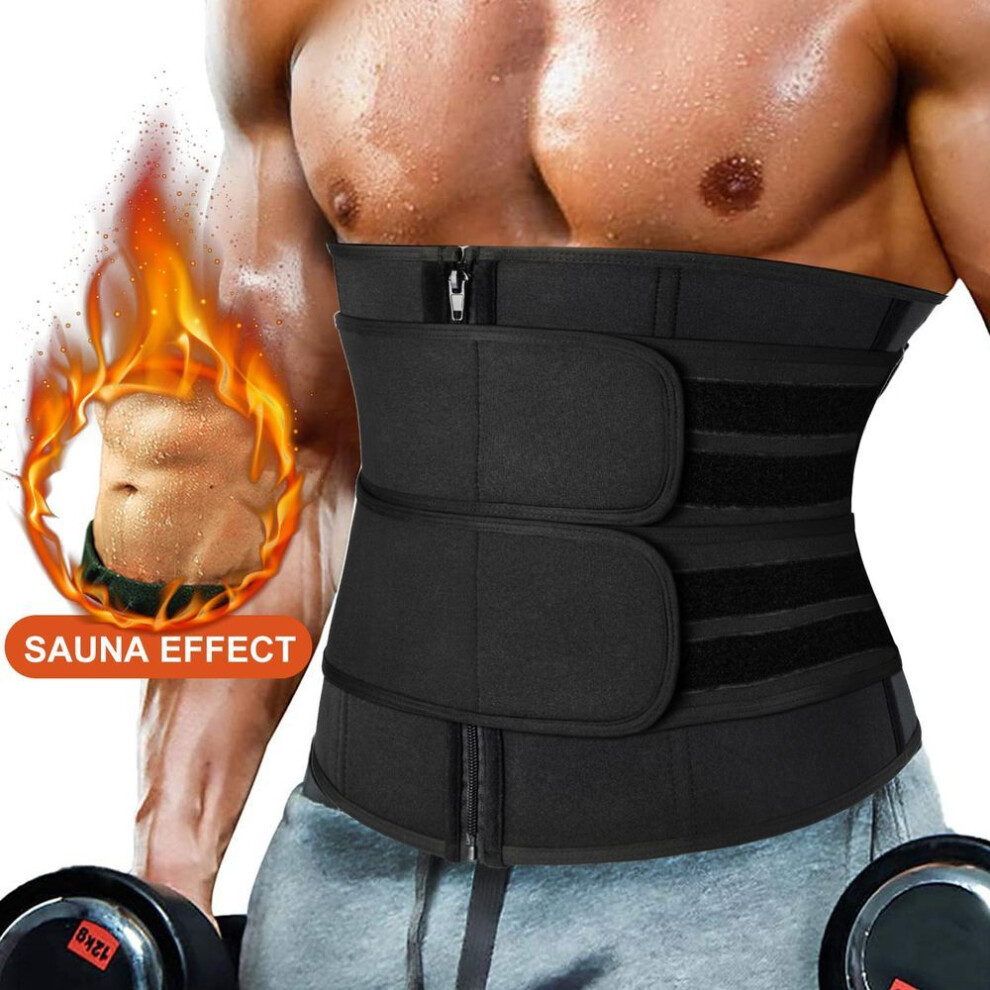 (black, S) Men Waist Trainer Trimmer Corset for Weight Loss Tummy Control Body Shaper Compression Shapewear Sweat Belt Slimming Fajas