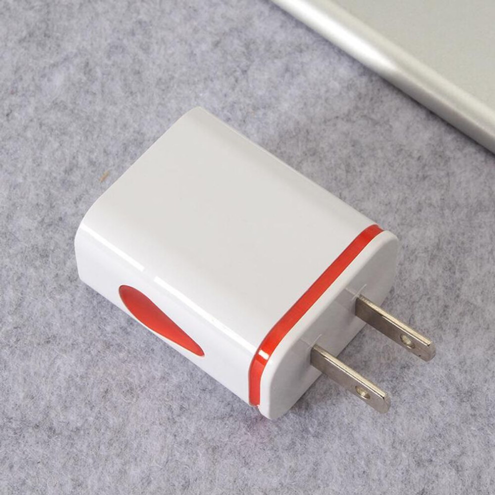 (US-Red) Micro 5v 2a Usb Phone Charger Travel Power Adapter Eu Us Plug Illuminate Portable Fast Charging For Iphone 12 Pro Max Samsung