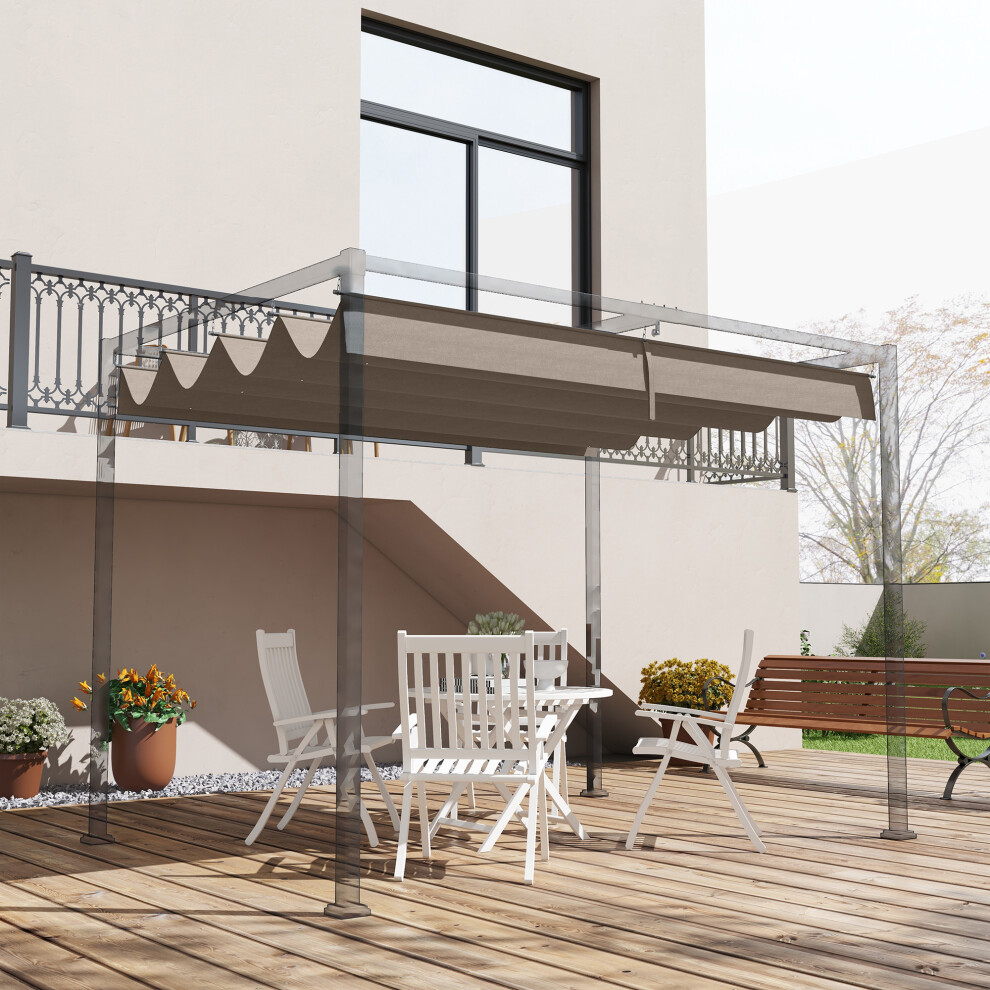 Outsunny Brown Pergola Sun Shade Cover Roof Replacement For 2.85X2m Pergola