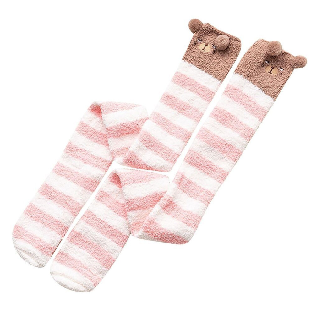 (as the picture, One Size) (projector)women's Leg Warmers Thickened Warmth Knee Pads Women Over The Knee Long Tube Coral Fleece Socks