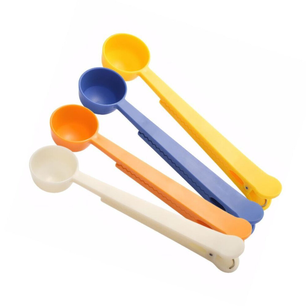 Pack Of 4 Coffee Scoop Clip Portable With Long Handle Spoon Measuring Sealing Bags Spoons Office Supplies For Tea Milk Powder