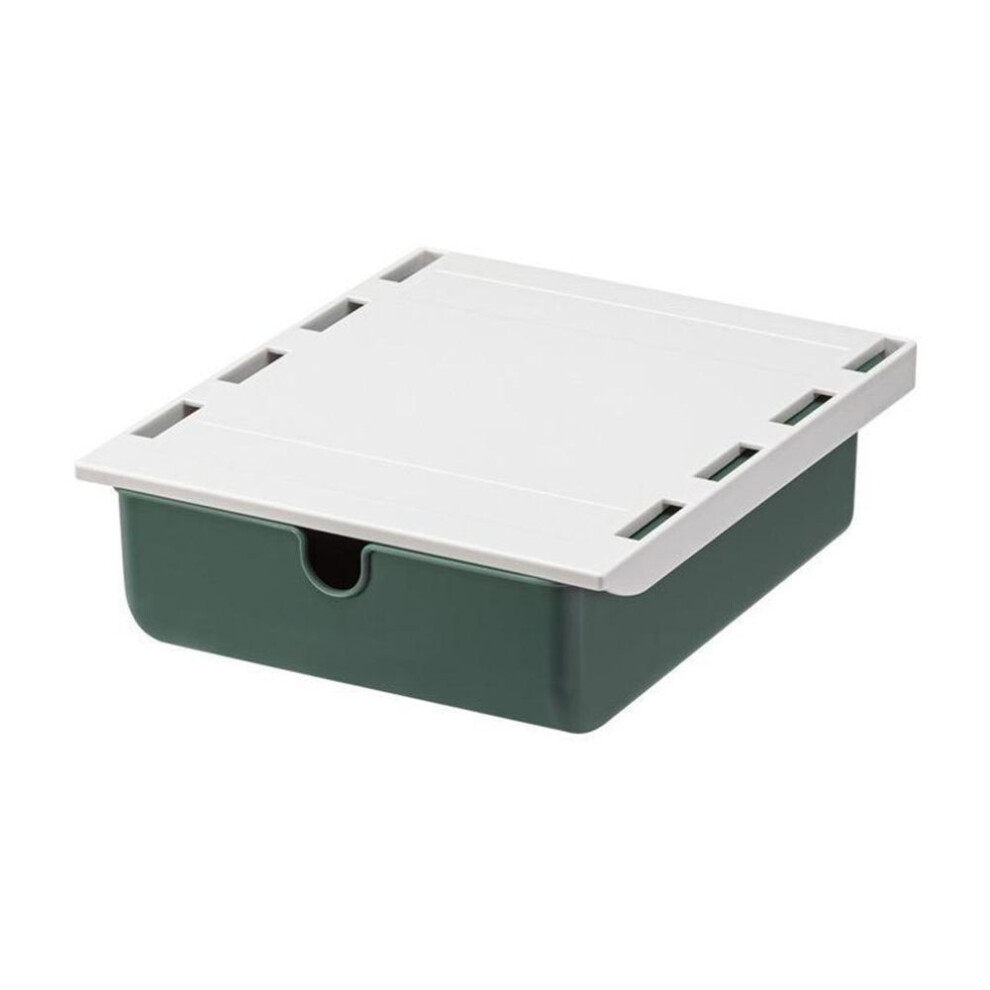 (green) Plastics Under Desk Drawer Free-punching Storage Case Stationery Pencil Tray Multi-functional Durable Storage Box
