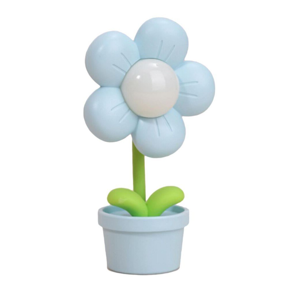 (blue) Flower Night Light For Kids Soft Light 360 Degree Bending Battery Powered Bedside Lamps For Living