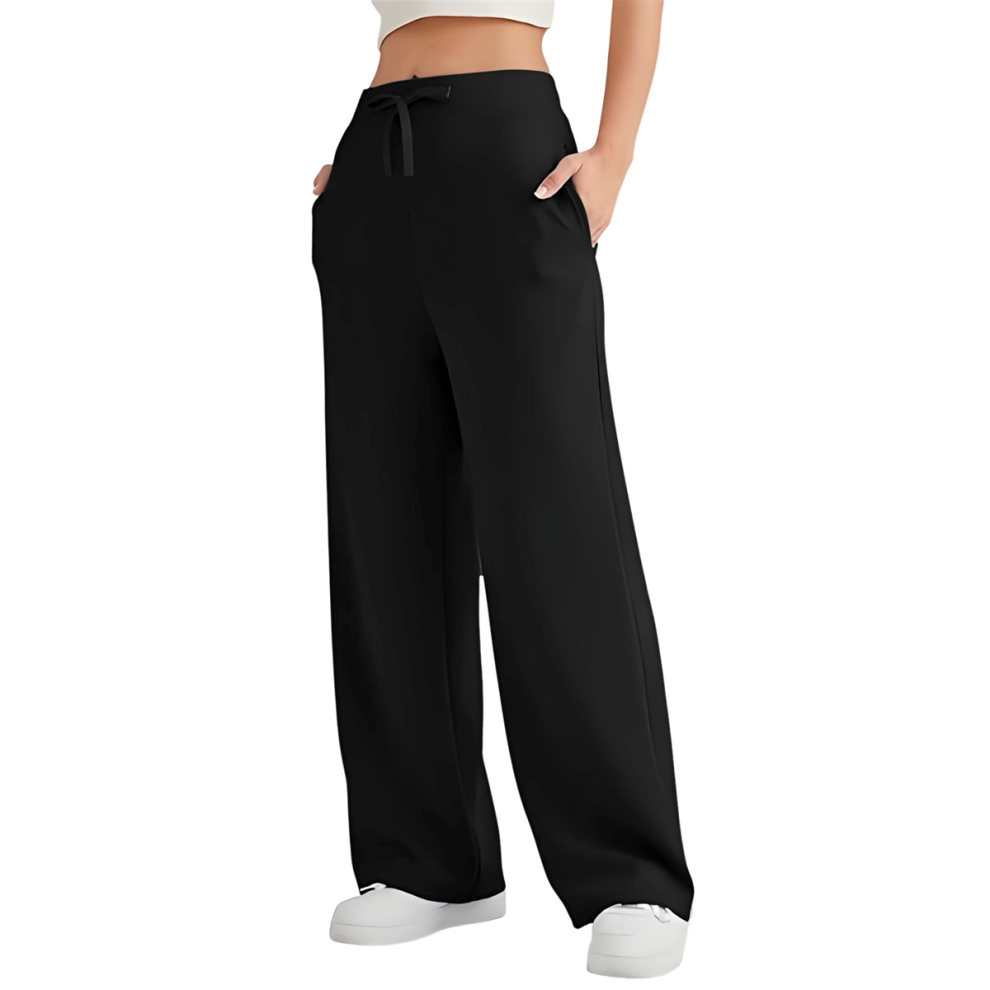 Pantalon de Survêtement Ample Taille Haute pour Femme Noir XXL