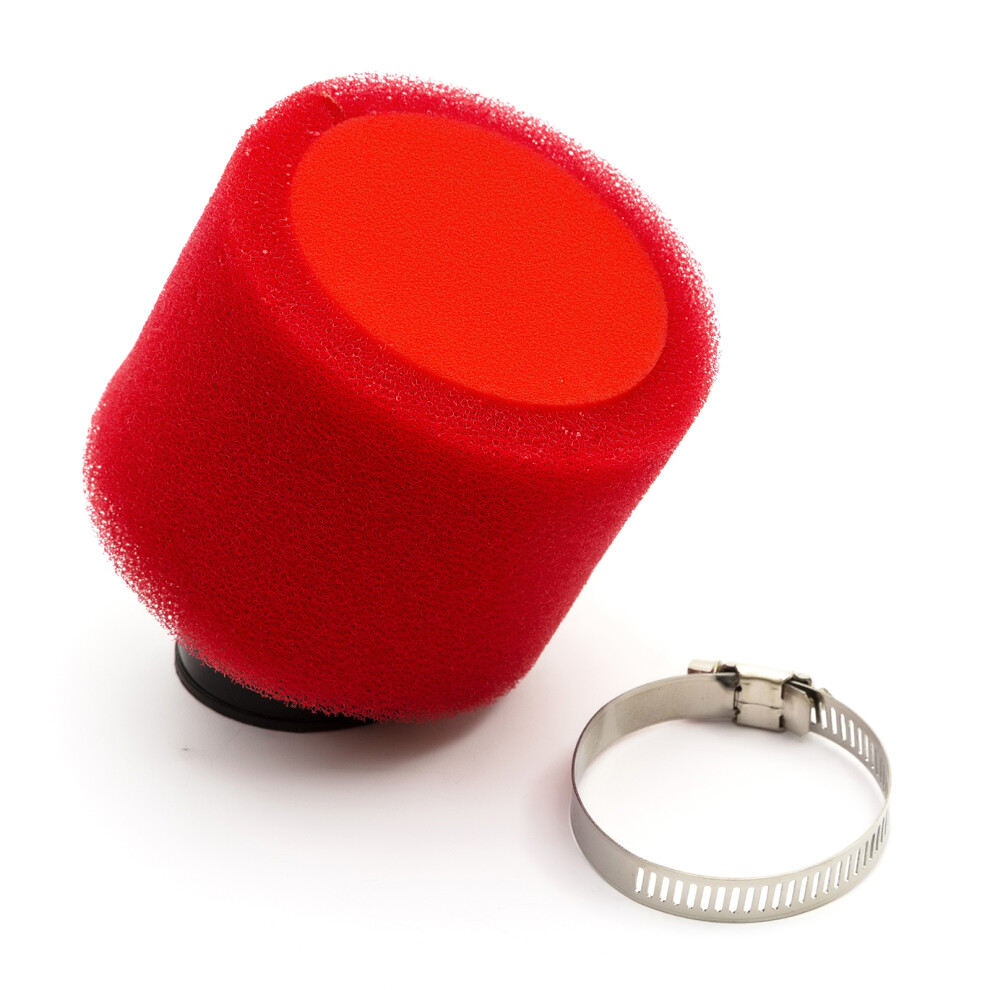 42Mm Pitbike Air Filter Performance Highflow Double Foam Bent Neck Red 5055583031373