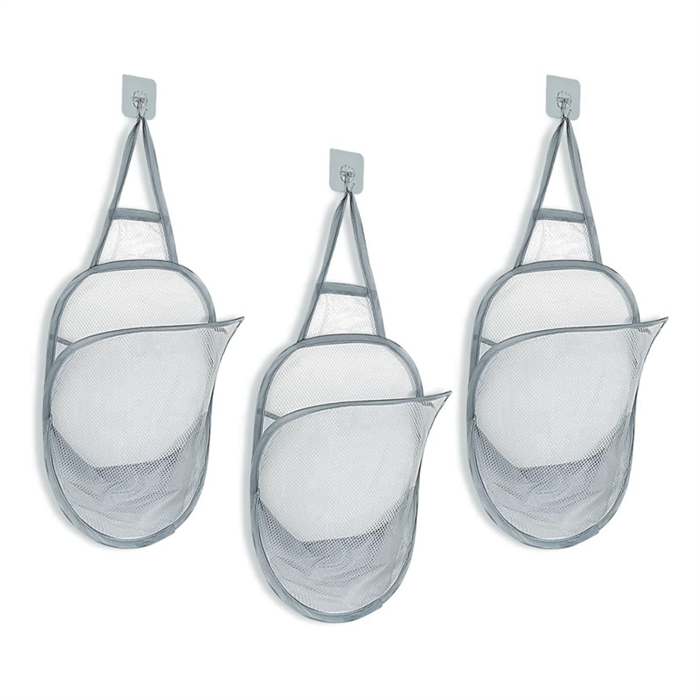 Panier à Linge Suspendu 3 Pièces Pliable en Sale avec Poignée Porte