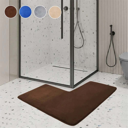 L-Shaped Non-Slip Bath Mat for Corner Showers A 2