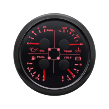 85mm 4-in-1 Multifunctionele Meter met 0-190ohm/240-33ohm Brandstofniveaumeter Watertemperatuur Oliedrukmeter Voltmeter B