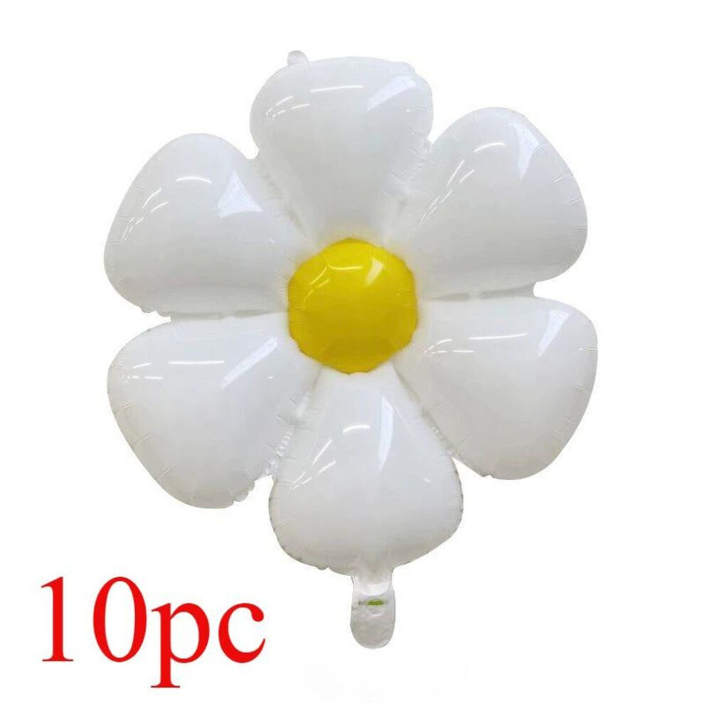 (as the picture, 10PCS) 10pcs Daisy Balloon Huge White Flower Aluminum Foil Balloons For Birthday Baby Shower Wedding Daisy Party Decorations Supplies