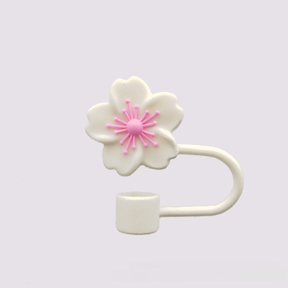 (white) 1PC 10mm Lovely Bow Straw Covers Cap Toppers Compatible with Tumbler Cups Reusable Cute Silicone Straw Tips Lids Protect