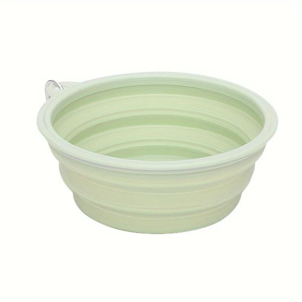 (green) 1pc Hanging Dog Pet Folding Silicone Bowl Outdoor Travel Portable Food Water Container Feeding Tray Bowl Macaron Color Pet Supplies