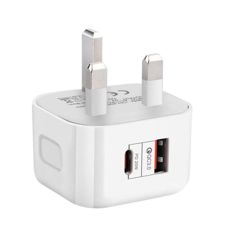 (white, UK) European Version Pd Charger 20 W Quick Charge Head Type C + Usb Double Presented For Apple Filling The Gauge Ul European Rules