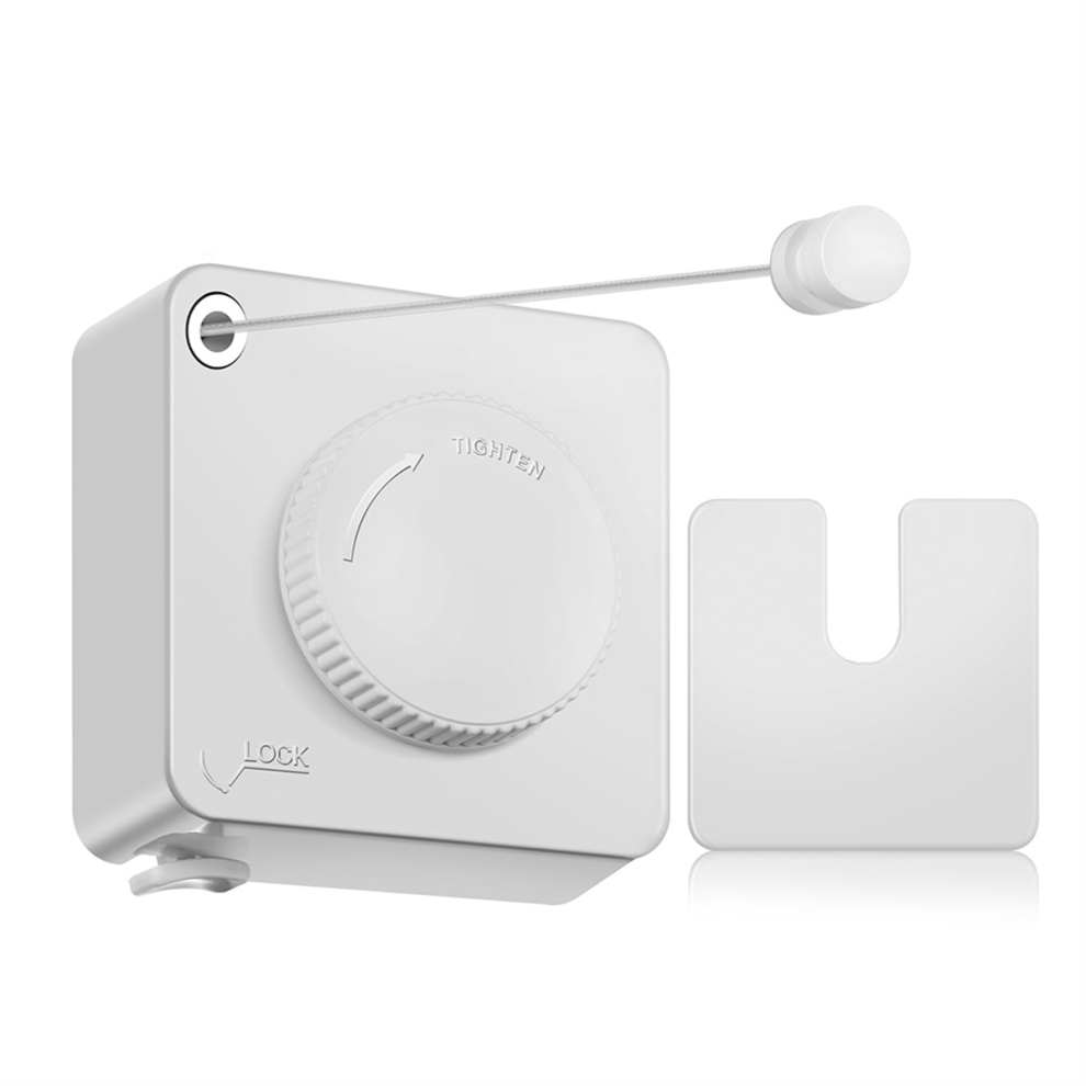 Étendoir à Linge Rétractable pour Intérieur et Extérieur, 14 Pieds, Robuste, Fixation Murale, Blanc