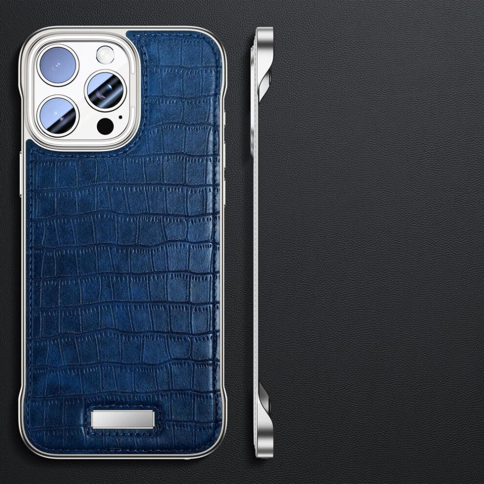 (blue, iPhone 13 Pro) crocodile pattern borderle case for iphone 16 15 14 13 pro max ultra-thin Business back cover For apple 16pro MAX accessories